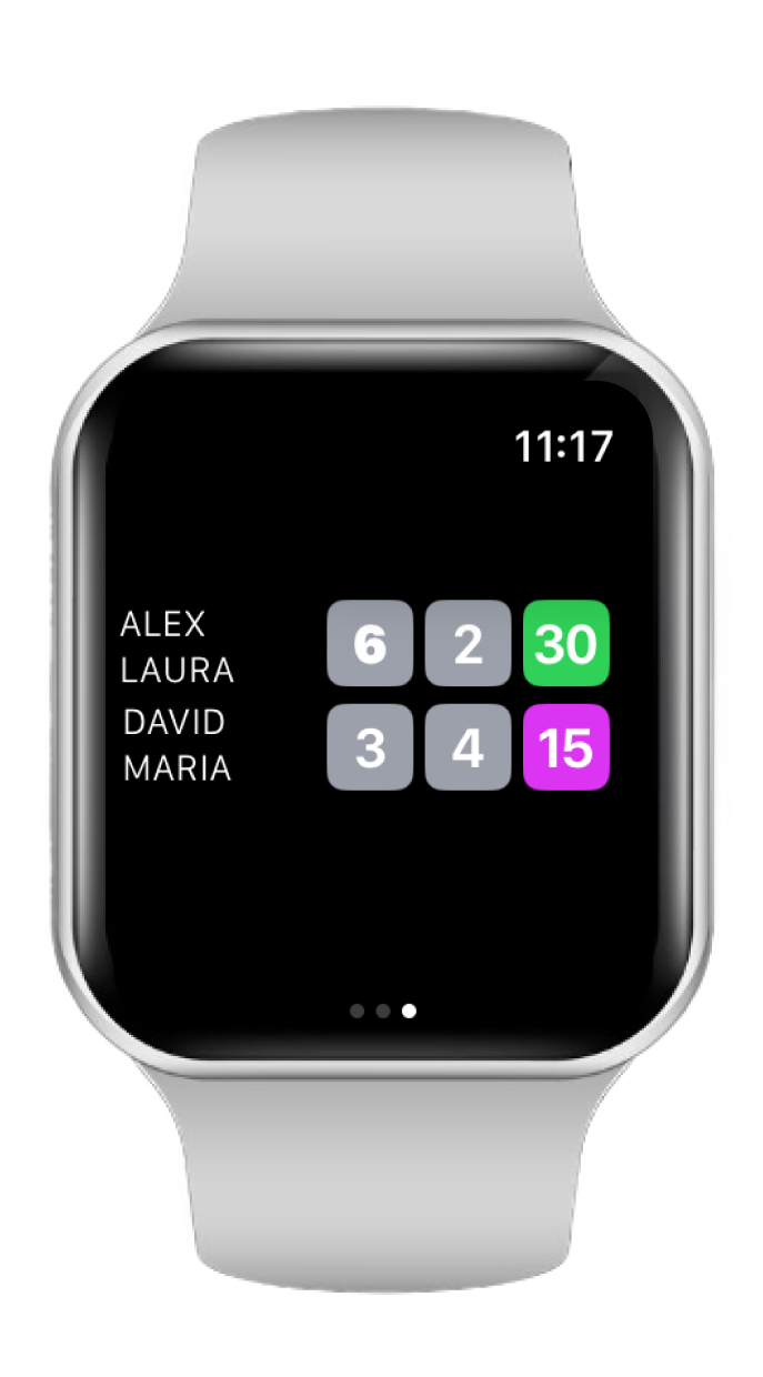 Apple Watch set score screen